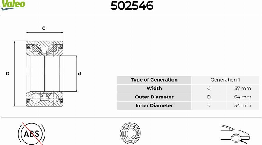 Valeo 502546 - Kit cuscinetto ruota www.autoricambit.com