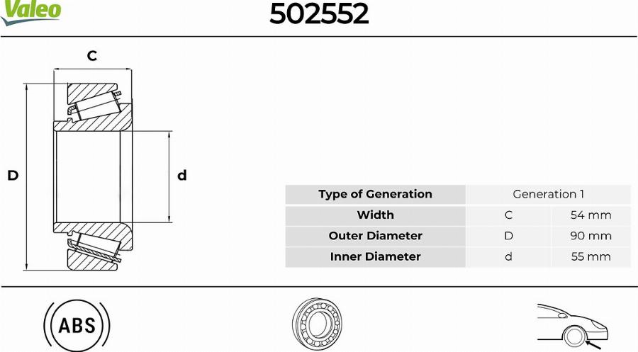 Valeo 502552 - Kit cuscinetto ruota www.autoricambit.com