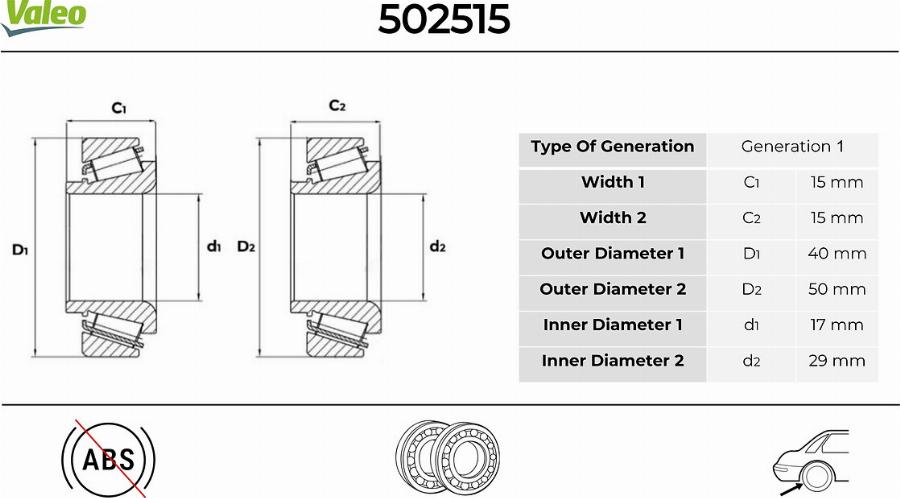 Valeo 502515 - Kit cuscinetto ruota www.autoricambit.com