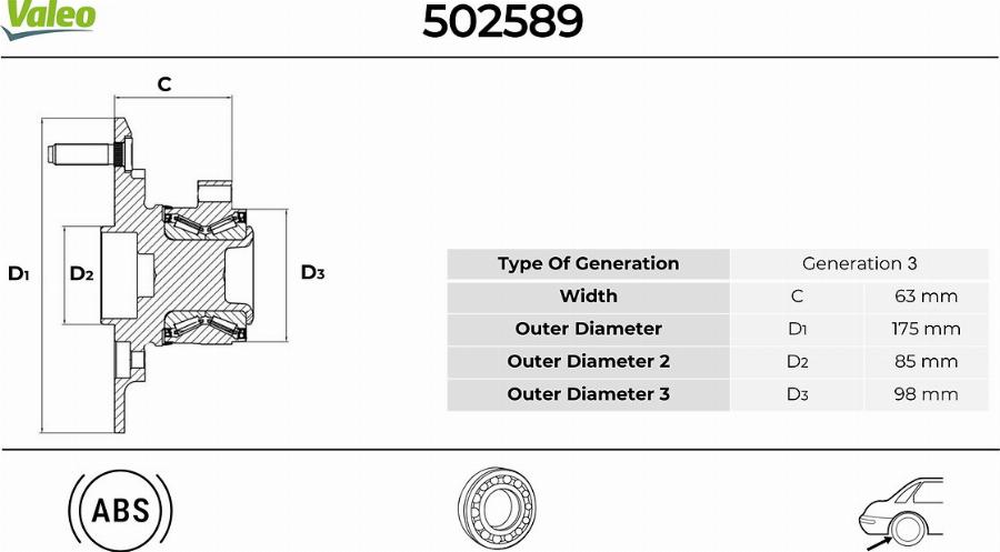 Valeo 502589 - Kit cuscinetto ruota www.autoricambit.com