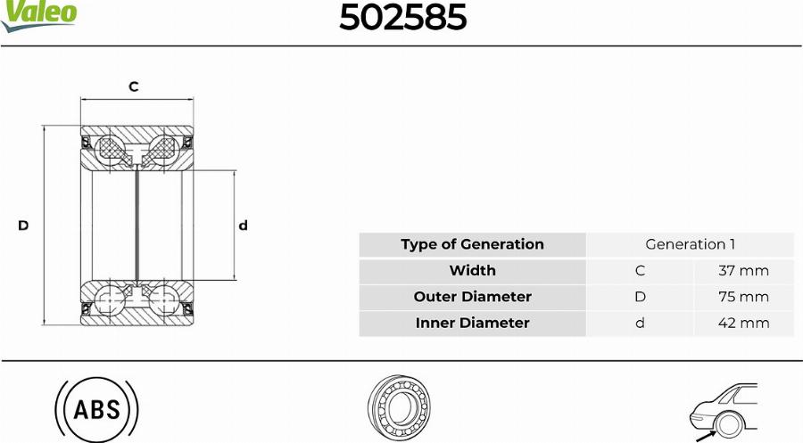 Valeo 502585 - Kit cuscinetto ruota www.autoricambit.com