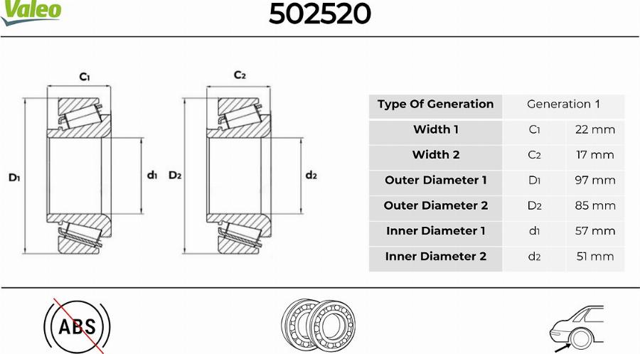 Valeo 502520 - Kit cuscinetto ruota www.autoricambit.com