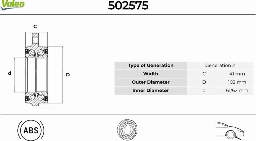 Valeo 502575 - Kit cuscinetto ruota www.autoricambit.com