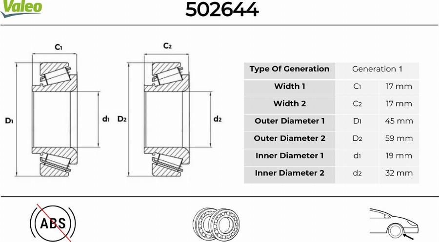 Valeo 502644 - Kit cuscinetto ruota www.autoricambit.com