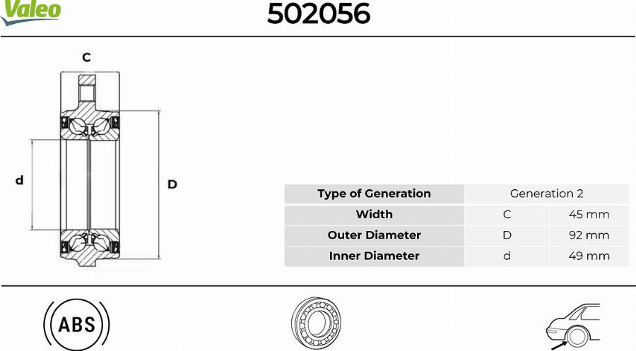 Valeo 502056 - Kit cuscinetto ruota www.autoricambit.com