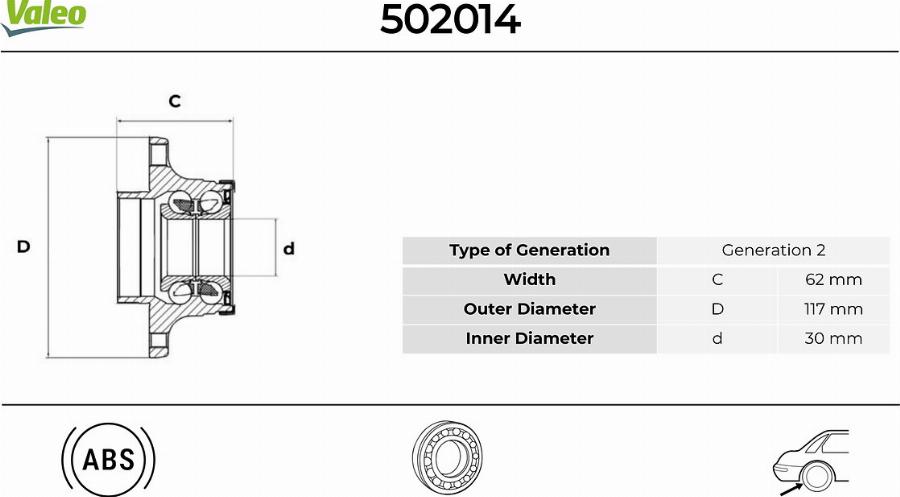 Valeo 502014 - Kit cuscinetto ruota www.autoricambit.com