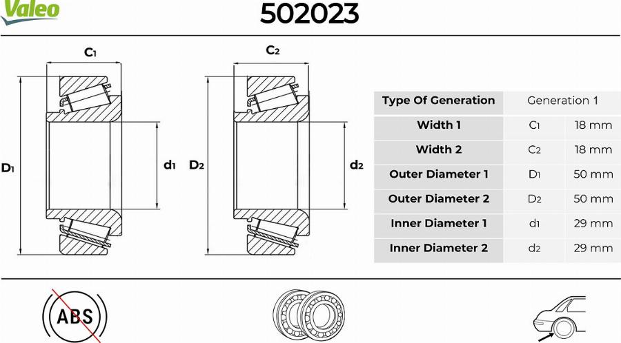 Valeo 502023 - Kit cuscinetto ruota www.autoricambit.com