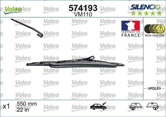 Valeo 574193 - Spazzola tergi www.autoricambit.com