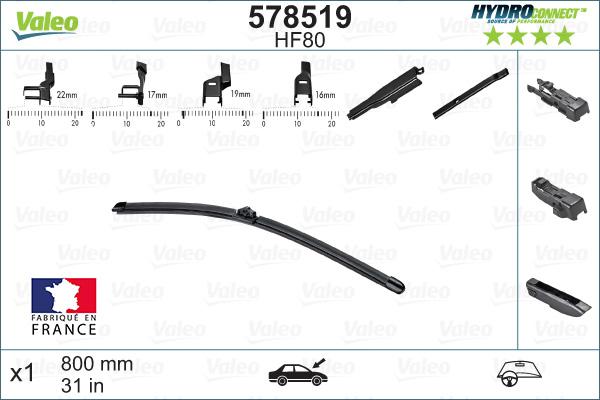 Valeo 578519 - Spazzola tergi www.autoricambit.com