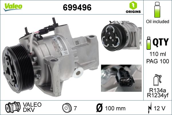 Valeo 699496 - Compressore, Climatizzatore www.autoricambit.com