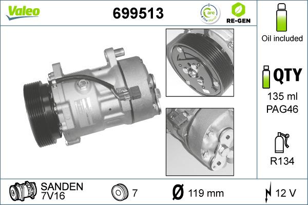 Valeo 699513 - Compressore, Climatizzatore www.autoricambit.com