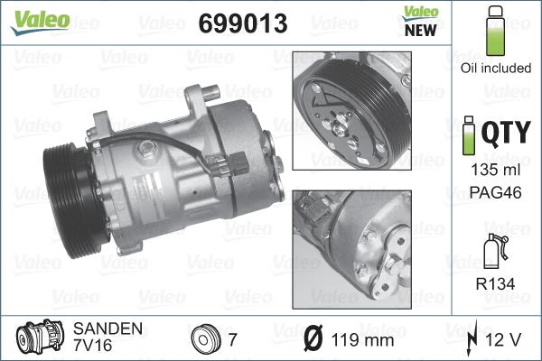 Valeo 699013 - Compressore, Climatizzatore www.autoricambit.com