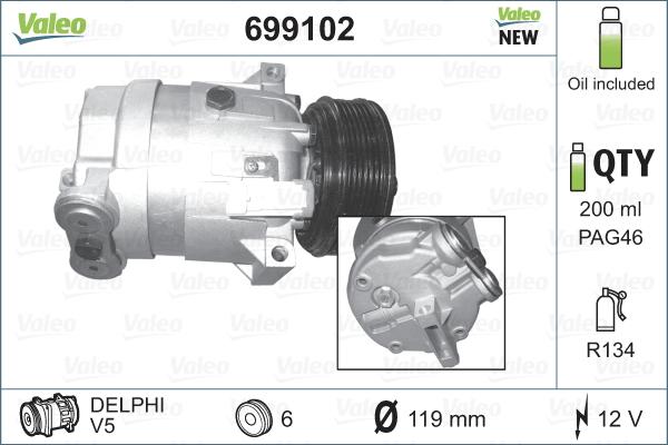 Valeo 699102 - Compressore, Climatizzatore www.autoricambit.com