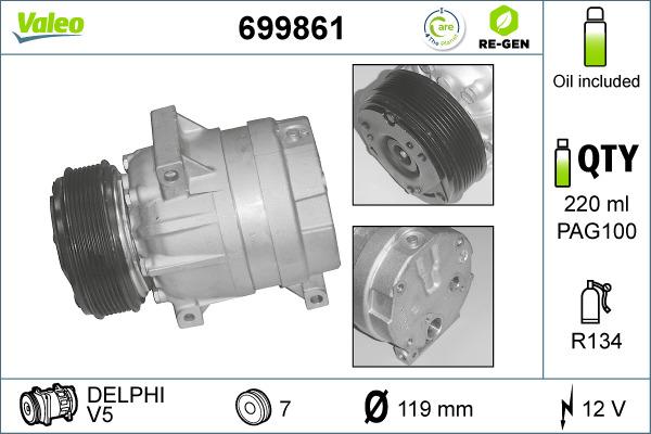 Valeo 699861 - Compressore, Climatizzatore www.autoricambit.com