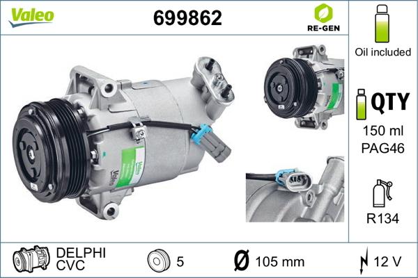 Valeo 699862 - Compressore, Climatizzatore www.autoricambit.com