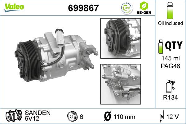 Valeo 699867 - Compressore, Climatizzatore www.autoricambit.com