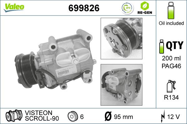 Valeo 699826 - Compressore, Climatizzatore www.autoricambit.com