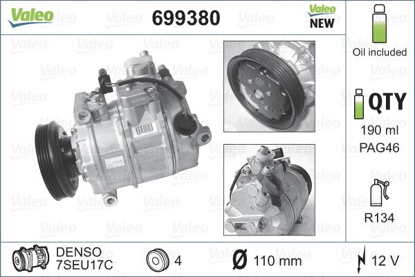 Valeo 699380 - Compressore, Climatizzatore www.autoricambit.com