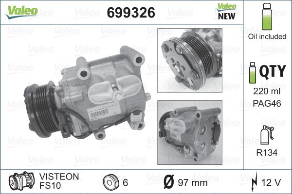 Valeo 699326 - Compressore, Climatizzatore www.autoricambit.com