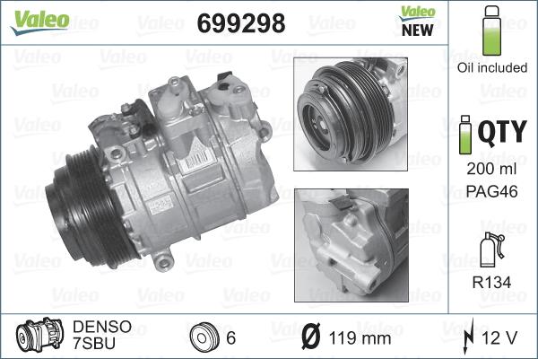 Valeo 699298 - Compressore, Climatizzatore www.autoricambit.com