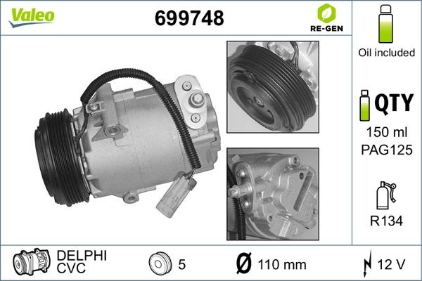 Valeo 699748 - Compressore, Climatizzatore www.autoricambit.com