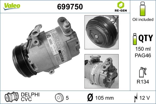 Valeo 699750 - Compressore, Climatizzatore www.autoricambit.com