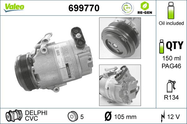 Valeo 699770 - Compressore, Climatizzatore www.autoricambit.com