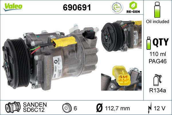 Valeo 690691 - Compressore, Climatizzatore www.autoricambit.com