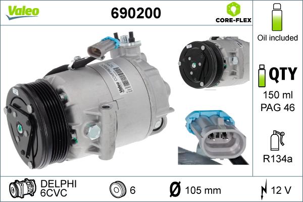 Valeo 690200 - Compressore, Climatizzatore www.autoricambit.com