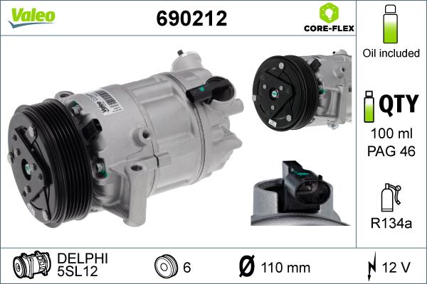 Valeo 690212 - Compressore, Climatizzatore www.autoricambit.com