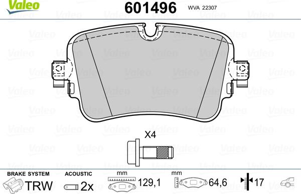 Valeo 601496 - Kit pastiglie freno, Freno a disco www.autoricambit.com