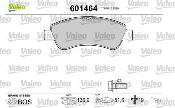 Valeo 601464 - Kit pastiglie freno, Freno a disco www.autoricambit.com