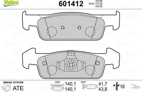 Valeo 601412 - Kit pastiglie freno, Freno a disco www.autoricambit.com