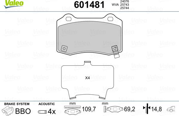 Valeo 601481 - Kit pastiglie freno, Freno a disco www.autoricambit.com