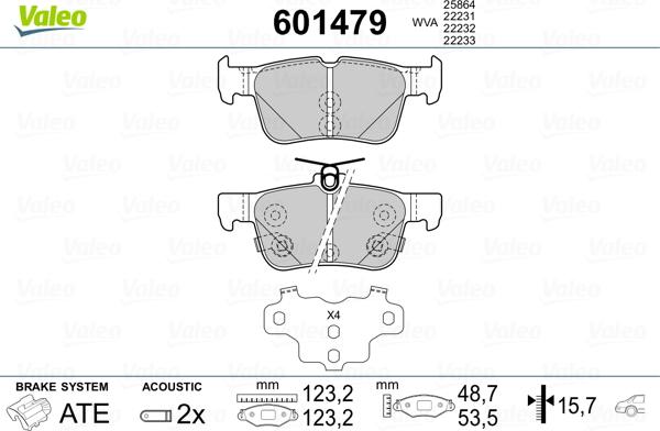 Valeo 601479 - Kit pastiglie freno, Freno a disco www.autoricambit.com