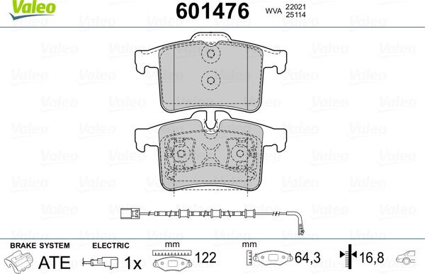 Valeo 601476 - Kit pastiglie freno, Freno a disco www.autoricambit.com