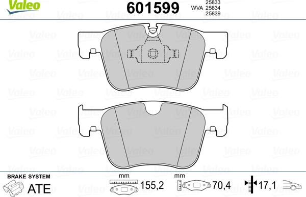 Valeo 601599 - Kit pastiglie freno, Freno a disco www.autoricambit.com