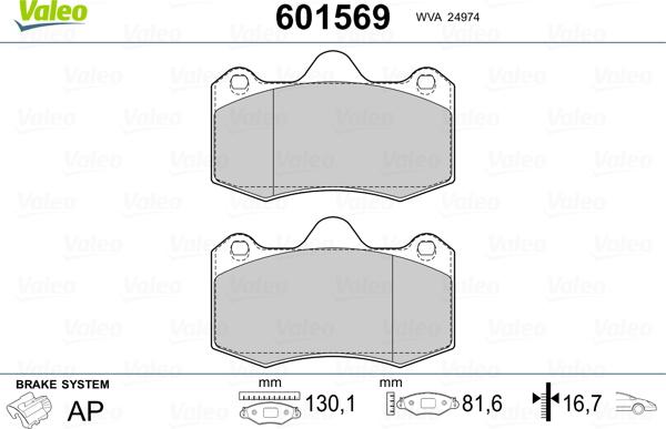 Valeo 601569 - Kit pastiglie freno, Freno a disco www.autoricambit.com