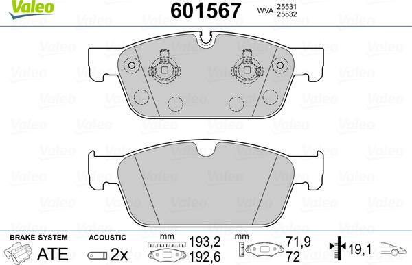 Valeo 601567 - Kit pastiglie freno, Freno a disco www.autoricambit.com