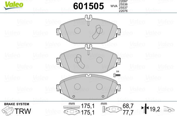 Valeo 601505 - Kit pastiglie freno, Freno a disco www.autoricambit.com