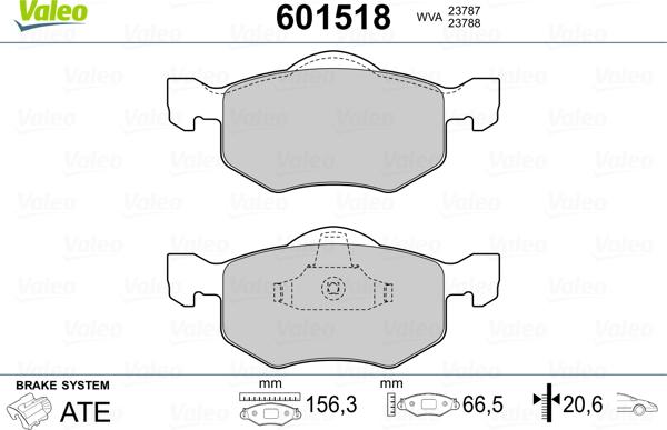 Valeo 601518 - Kit pastiglie freno, Freno a disco www.autoricambit.com