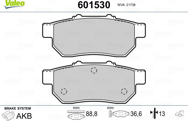 Valeo 601530 - Kit pastiglie freno, Freno a disco www.autoricambit.com