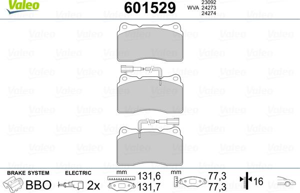 Valeo 601529 - Kit pastiglie freno, Freno a disco www.autoricambit.com