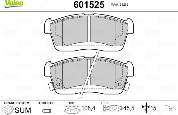 Valeo 601525 - Kit pastiglie freno, Freno a disco www.autoricambit.com