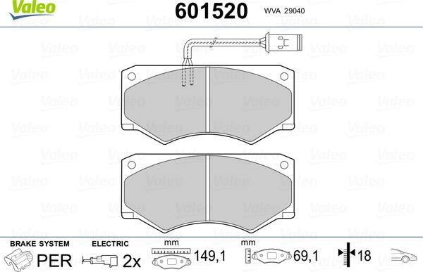 Valeo 601520 - Kit pastiglie freno, Freno a disco www.autoricambit.com