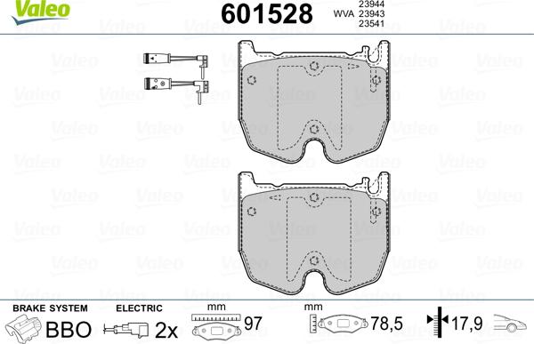 Valeo 601528 - Kit pastiglie freno, Freno a disco www.autoricambit.com