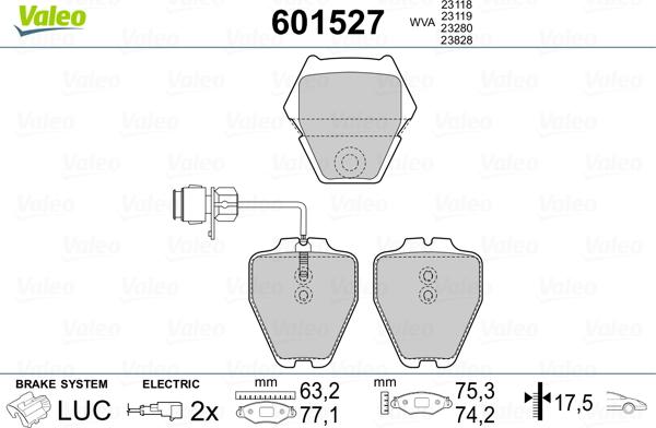 Valeo 601527 - Kit pastiglie freno, Freno a disco www.autoricambit.com