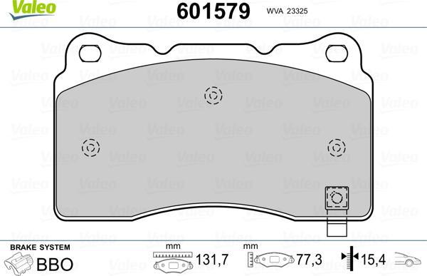 Valeo 601579 - Kit pastiglie freno, Freno a disco www.autoricambit.com