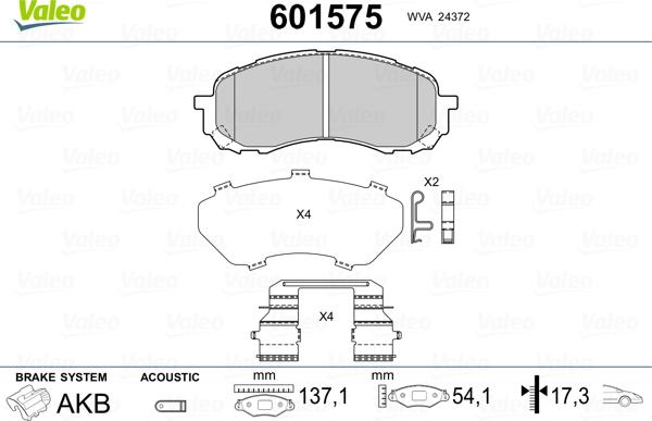 Valeo 601575 - Kit pastiglie freno, Freno a disco www.autoricambit.com