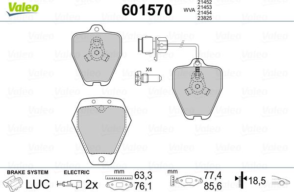 Valeo 601570 - Kit pastiglie freno, Freno a disco www.autoricambit.com